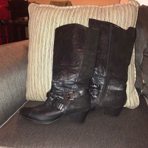 Genuine leather tall boots